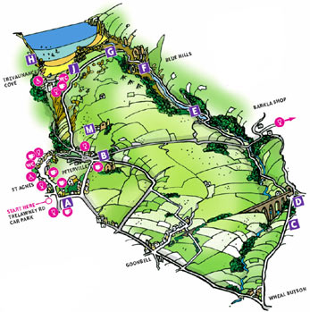 Walk 8 Map - Water Lane, Wheal Butson and Jericho Valley